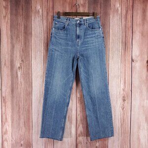 Everlane Womens Size 30 Long The Way High Jeans Distressed High Rise Frayed Hem